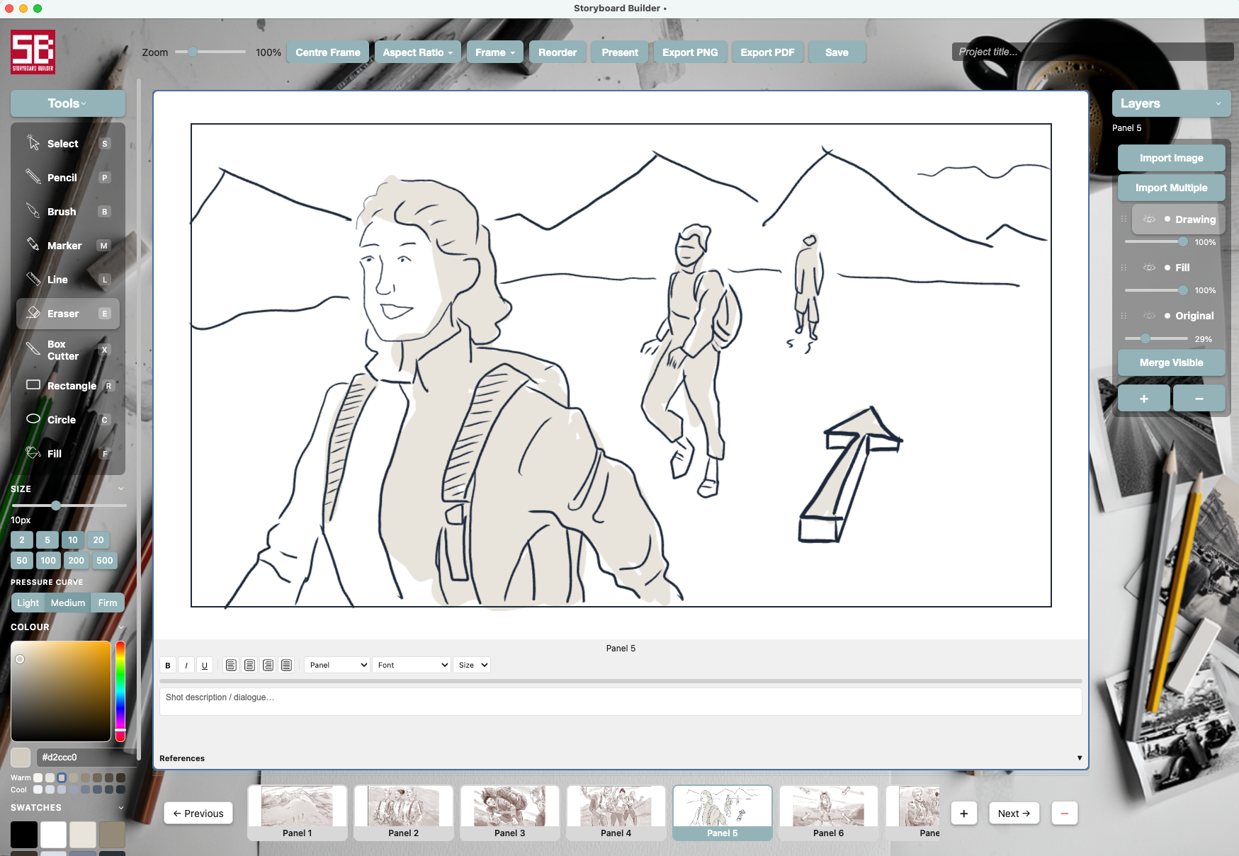 Storyboard Builder drawing tools